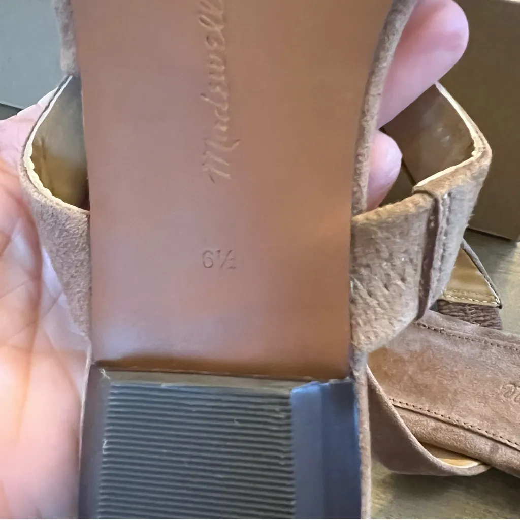 Madewell The Mila Organic Hardware Thong Slide Sandal Cognac Brown Suede 6.5 - Image 11