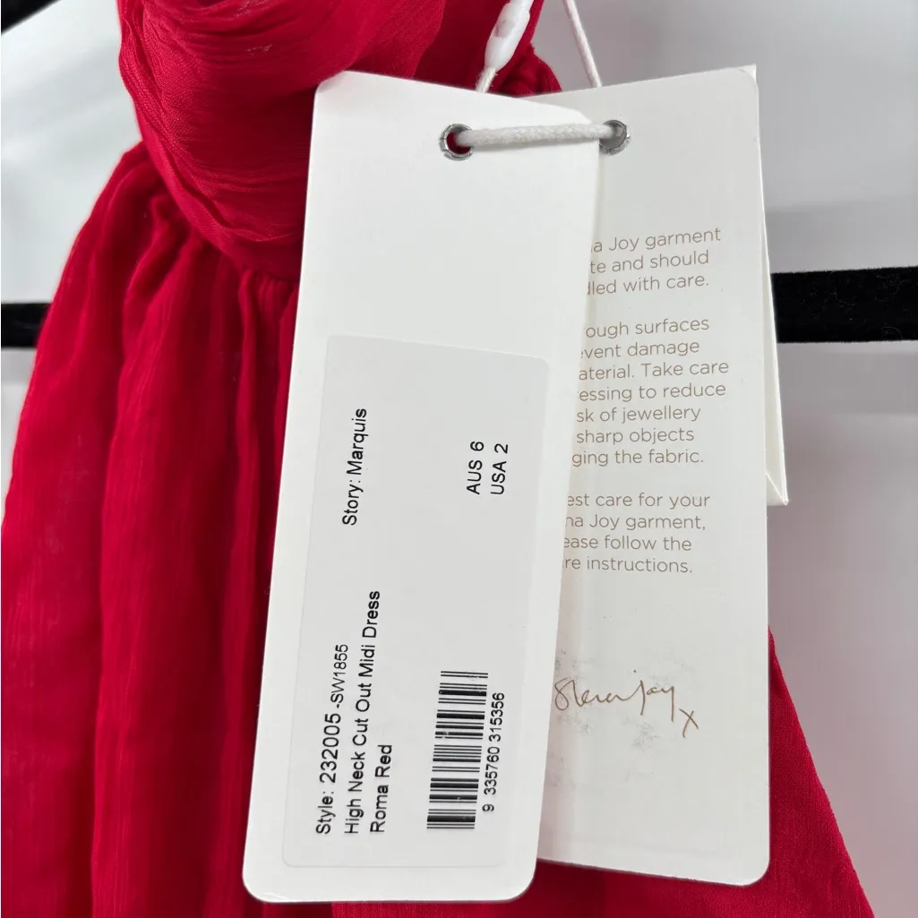 Shona Joy Marquis High Neck Cut Out Midi Dress in Roma Red - Image 6