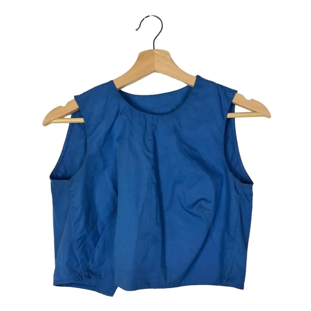 Everlane The Clean Cotton Split Back Crop Top Bright Blue 00 - Image 3