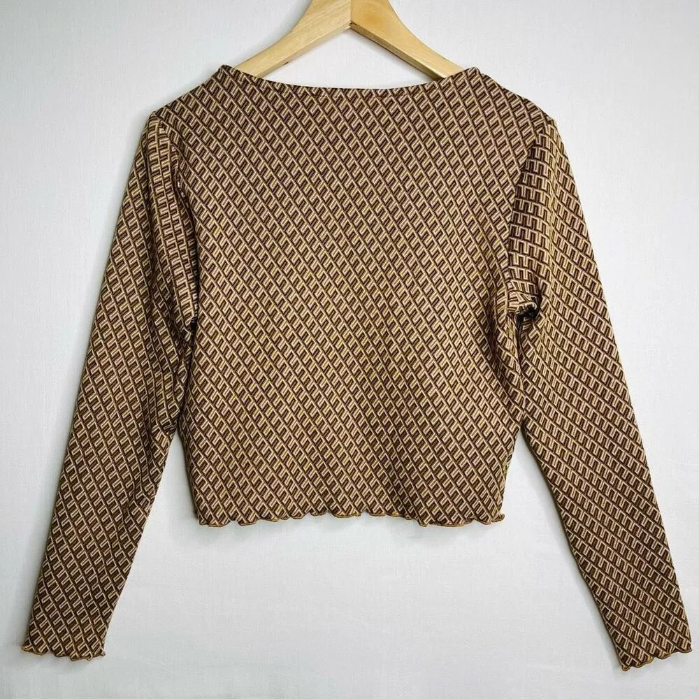 Elodie Retro Button Down V Neck Cropped Cardigan - Large - Image 5