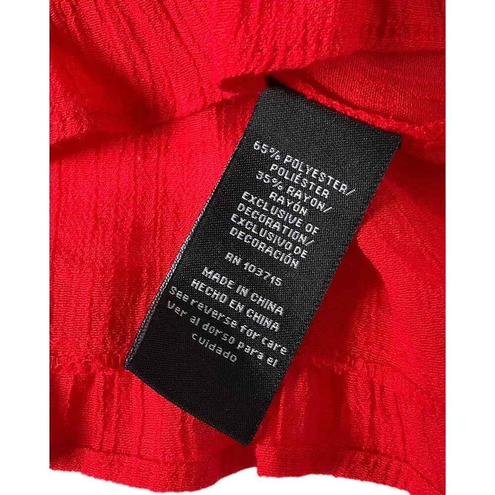 Zac & Rachel Red Ruffles Trim Split Crew Neck Women's Size XL | 23-3 - Image 3