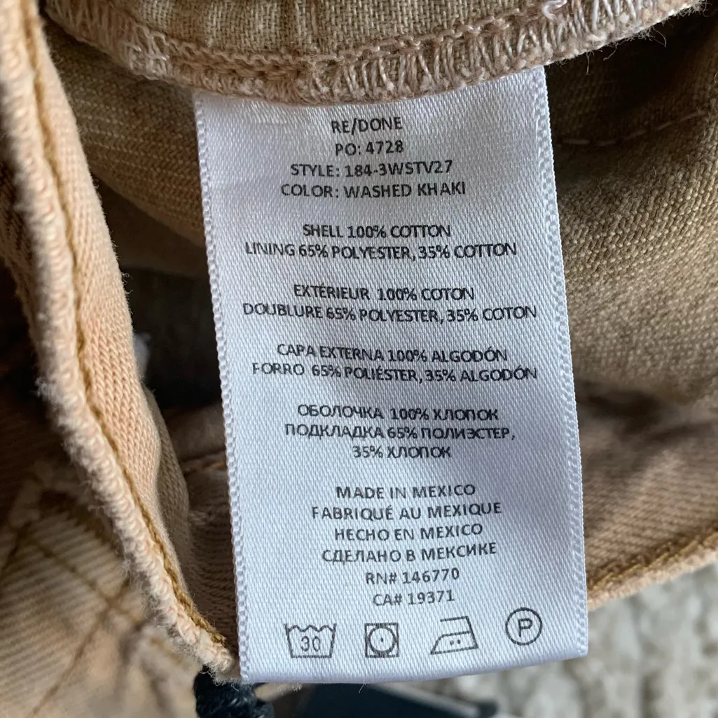 Re/Done 70s Stovepipe Jeans NWOT Washed Khaki - Image 6