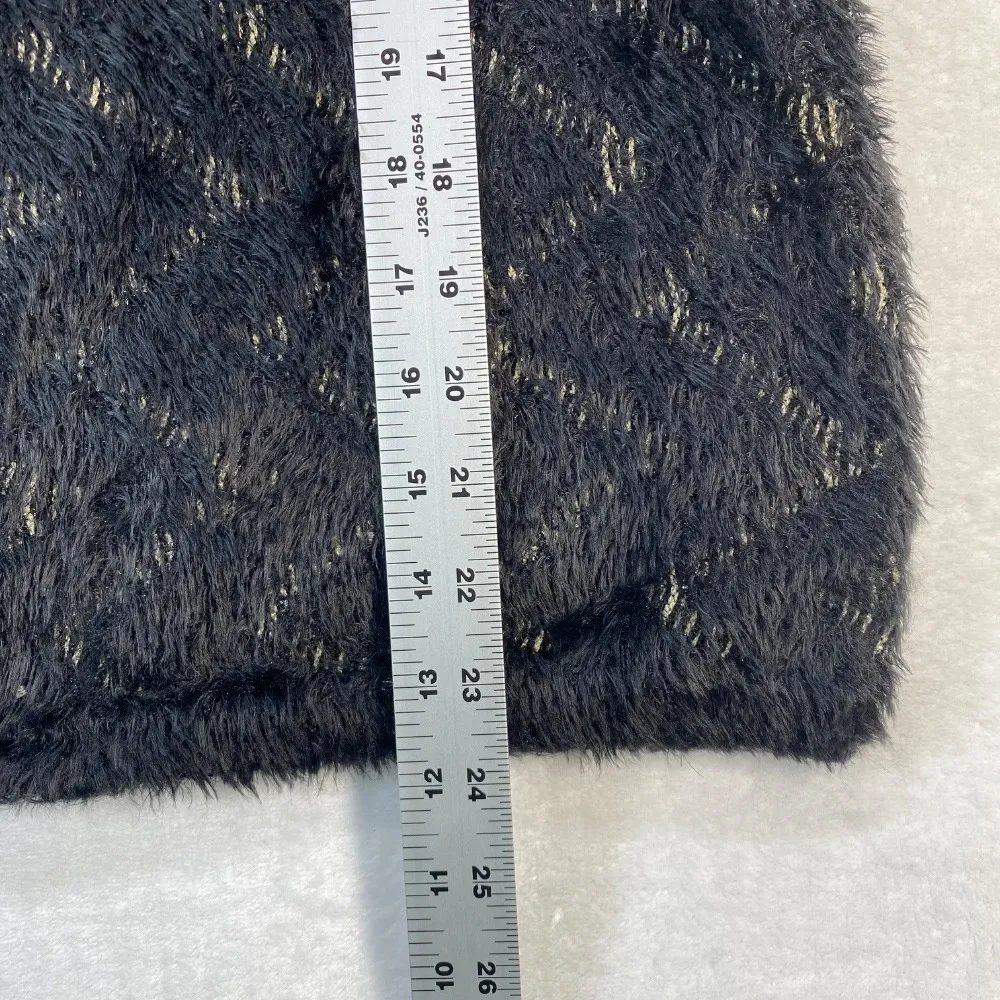 Chico's Fuzzy Metallic‎ Sweater Sparkle Party Top Black Gold Size S - Image 3