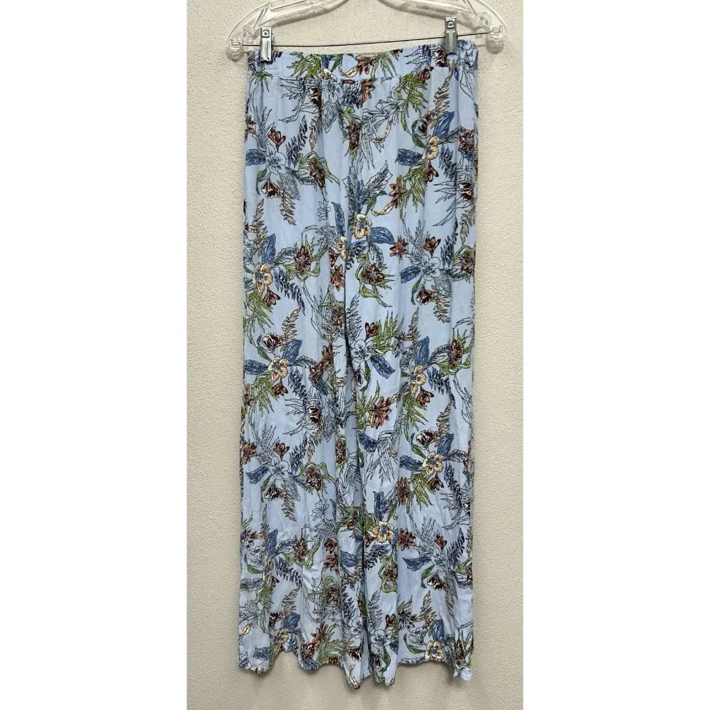 Miss Me Floral Print Wide Slit-Leg Palazzo Pants Medium Pull On Boho Hippie - Image 2