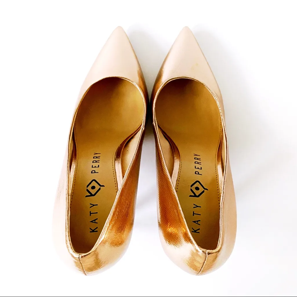 Katy Perry The Sissy Gold High Heels Pumps Womens Size 7 Shoes Metallic Shiny - Image 4