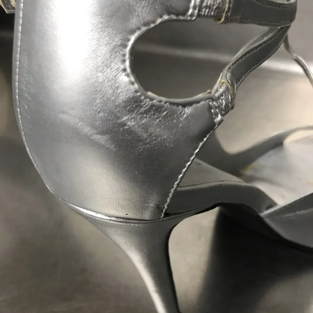 Venus Silver High Heel Sandals - NWOT.  Scuff and Scratch Mark. Refer to Photos. - Image 8