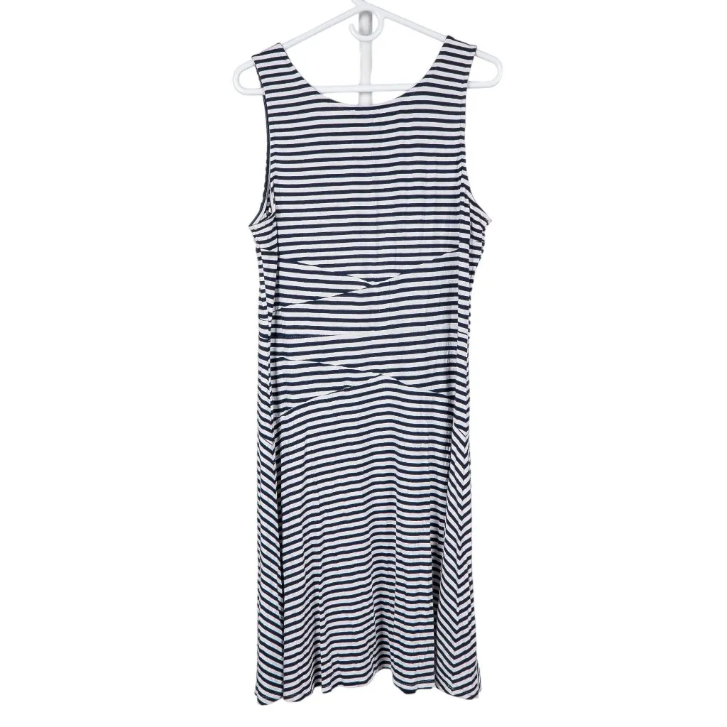 Market & Spruce Summer Dress XL Womens Striped White Blue Diagonals Sleeveless - Image 7