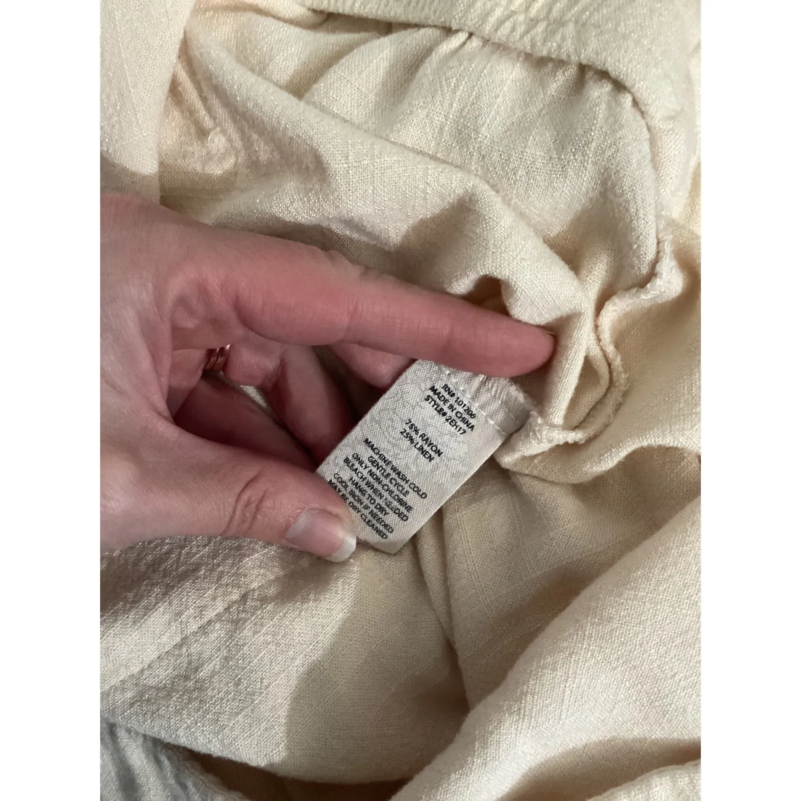 Soft Surroundings Cream Wide Leg Beaded Trim Lounge Pants XL - Image 6