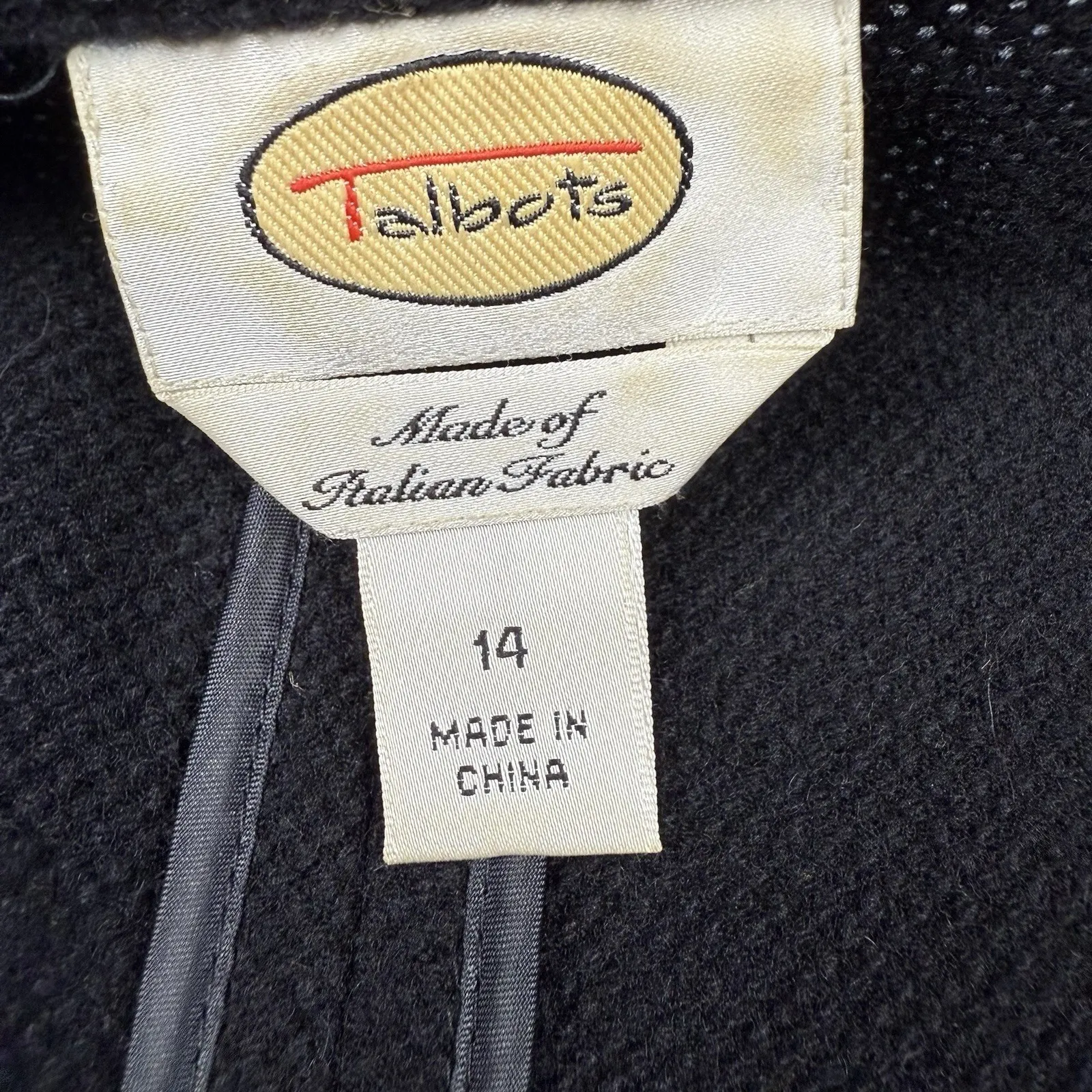 Talbots Wool Blazer Jacket Women's Size 14 Black Long Sleeve Italy Four Button - Image 5