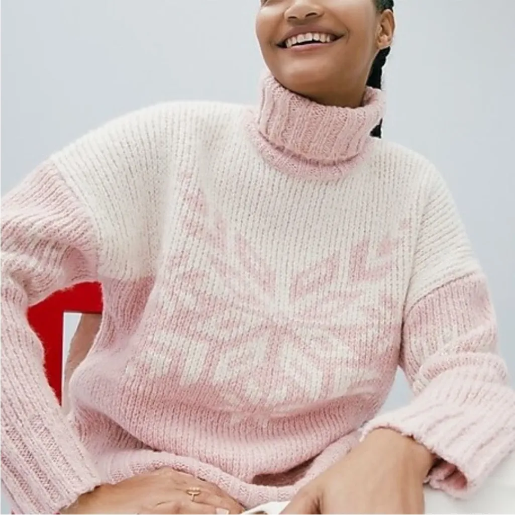 J. Crew Soft Pink Oversized Turtleneck Sweater Tunic - Image 2