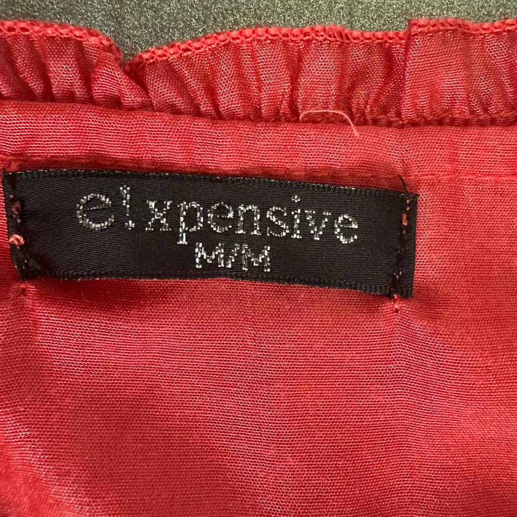 El Expensive Red Ruffle Hem Slip Dress/ Flowy Summer Dress (1095) - Image 14