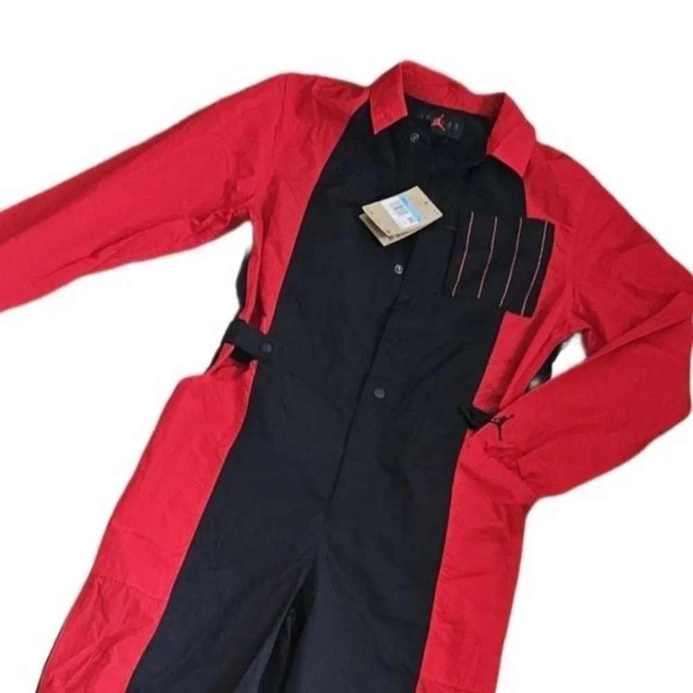 Jordan Jumpsuit Windbreaker Size Medium Red Black Full Bodysuit move to zero - Image 5
