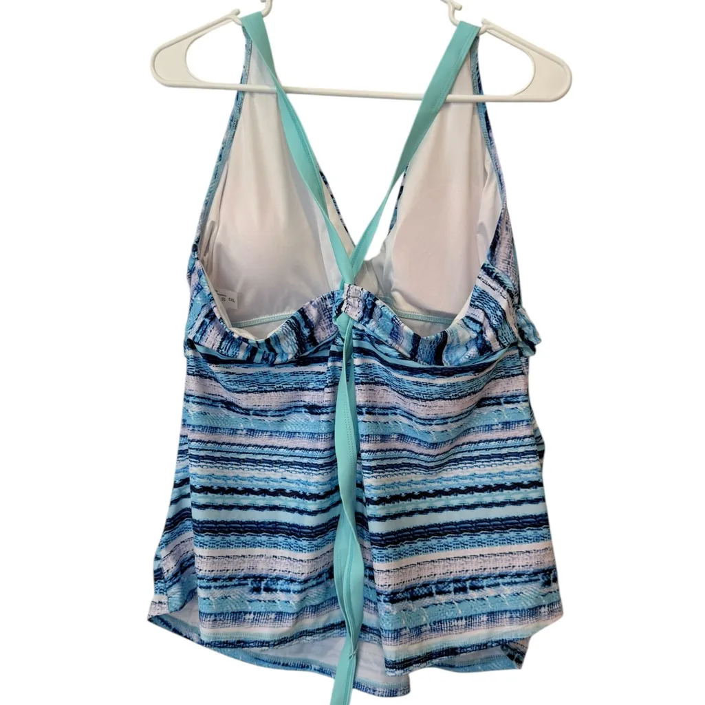 Swimsuits for All Two Piece Skirt
Swimsuit Aqua Navy White Striped 5XL Blue Size 5X - Image 2