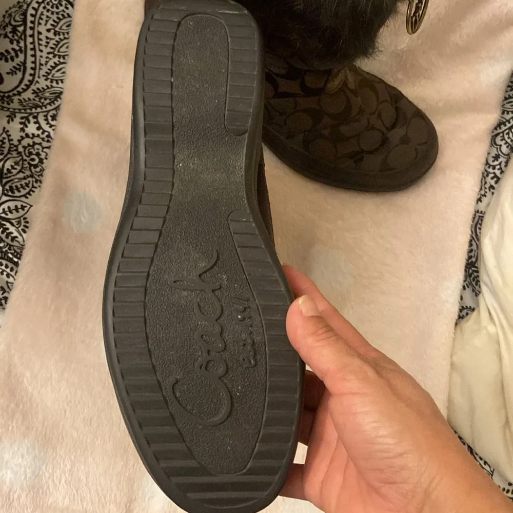 Coach monogram fur trim mid calf boots. - Image 7