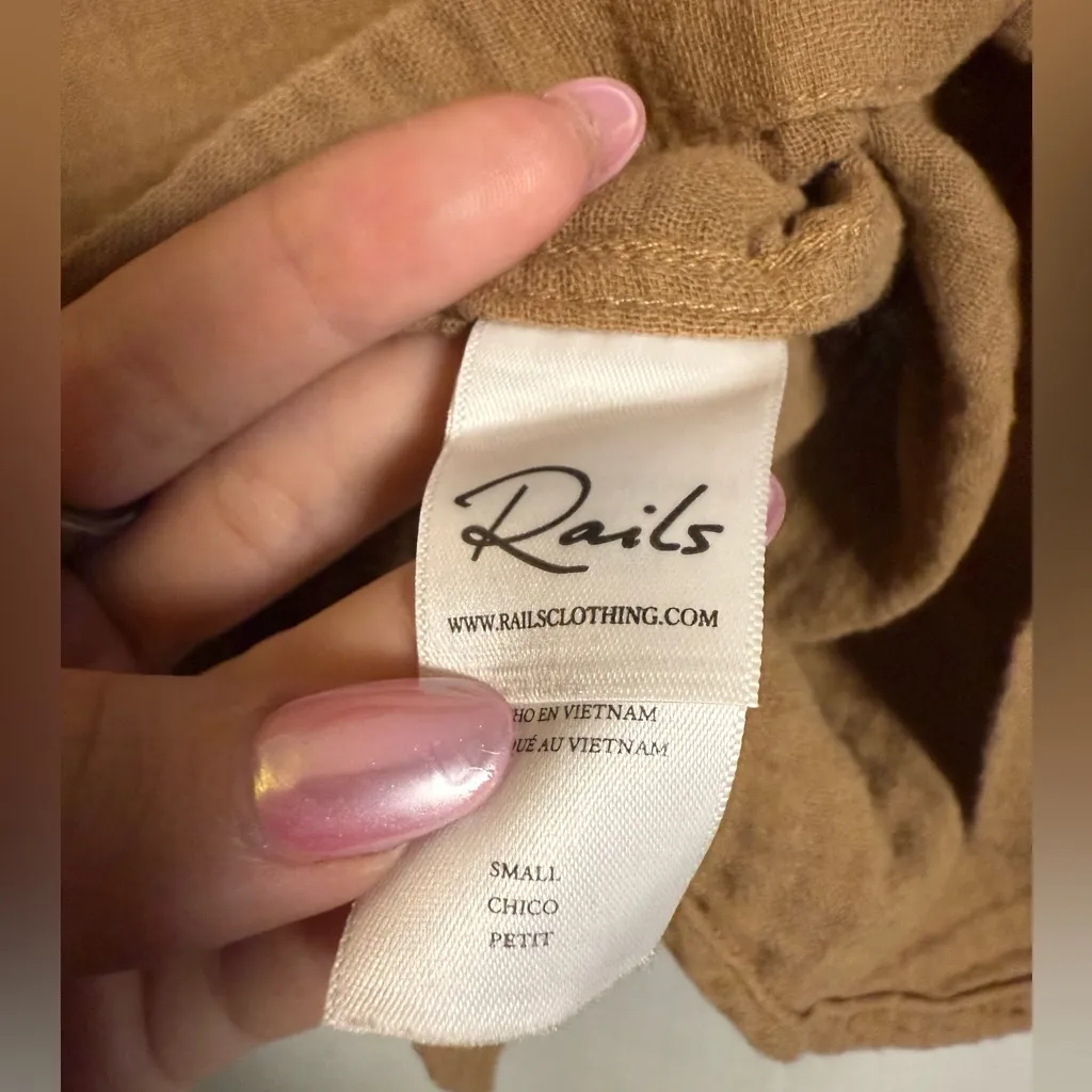 Rails Oversized Button Up Ellis Gauze Shirt in Toasted Coconut Tan Brown Small - Image 9