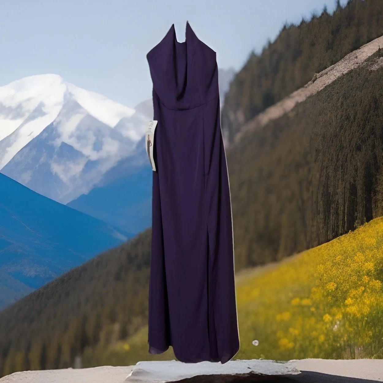 Chic GB Purple Charlotte Chiffon‎ Maxi Dress Sz14 Wedding Party Boho Sweet Cute - Image 2