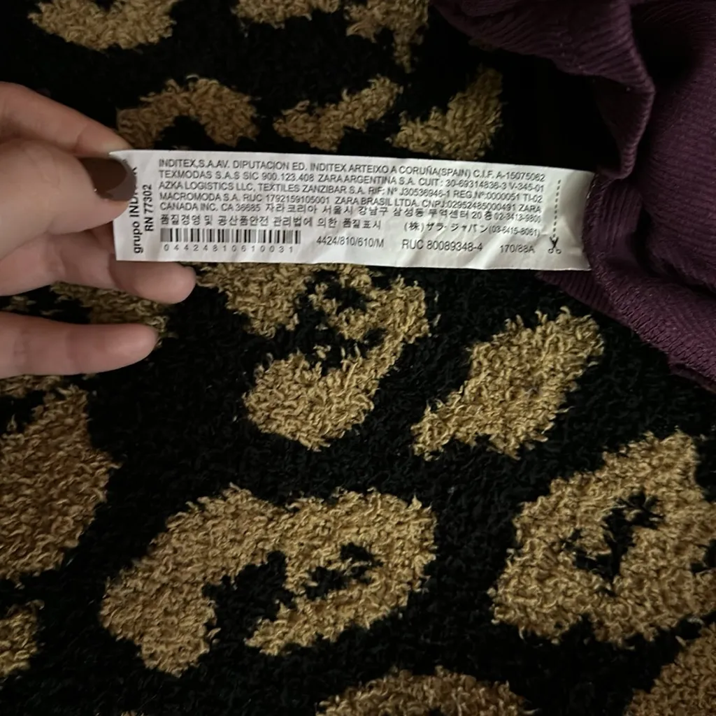 NWOT Zara Deep Berry Ribbed Square Neck Longsleeve Crop Top Sz. M - Image 5