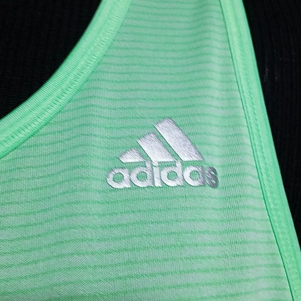 Adidas Green Striped Tank Top (Medium) - Image 2