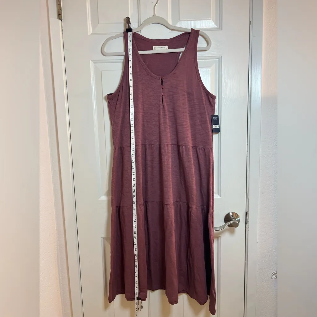 Lucky Brand Purple Mauve Smock Dress, Racerback, Maxi, Size Large - Image 5