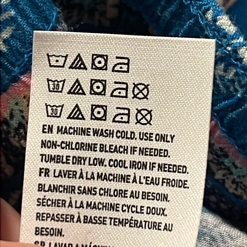 American Eagle large boho wide leg drawstring pants paisley striped blue pink - Image 8