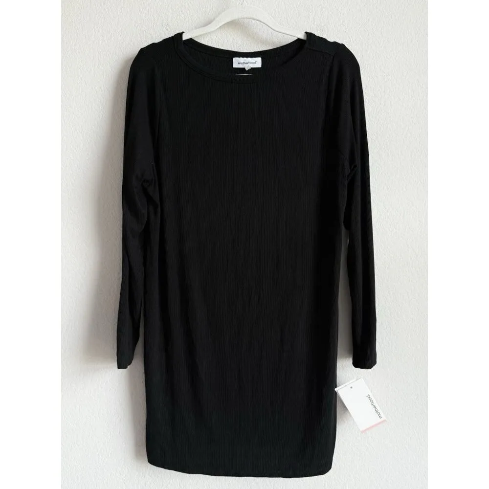 Motherhood Maternity Womens‎ Black Long Sleeve Ribbed Knit Mini Dress Size L NEW - Image 8