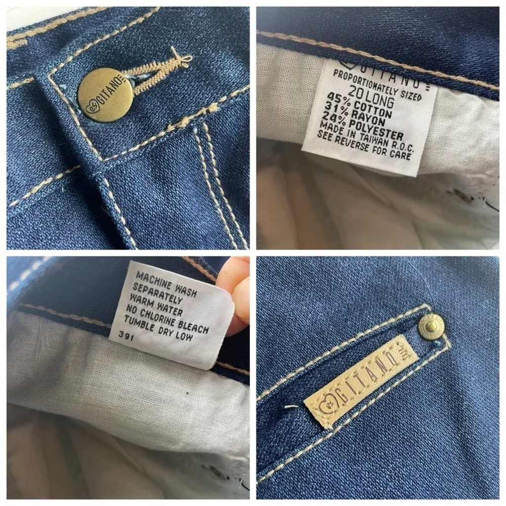 Vintage Gitano Denim Jeans Blue Size 20L Size 12 High waist 80s retro stretch - Image 5