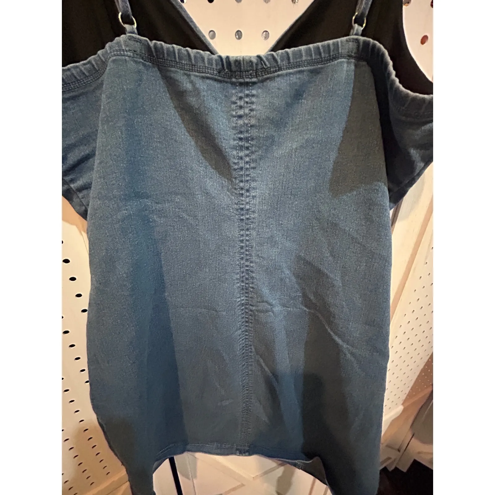 IRIS Denim Mini Dress Women's L Blue‎ Sleeveless V-Neck Zip Front Casual - Image 9