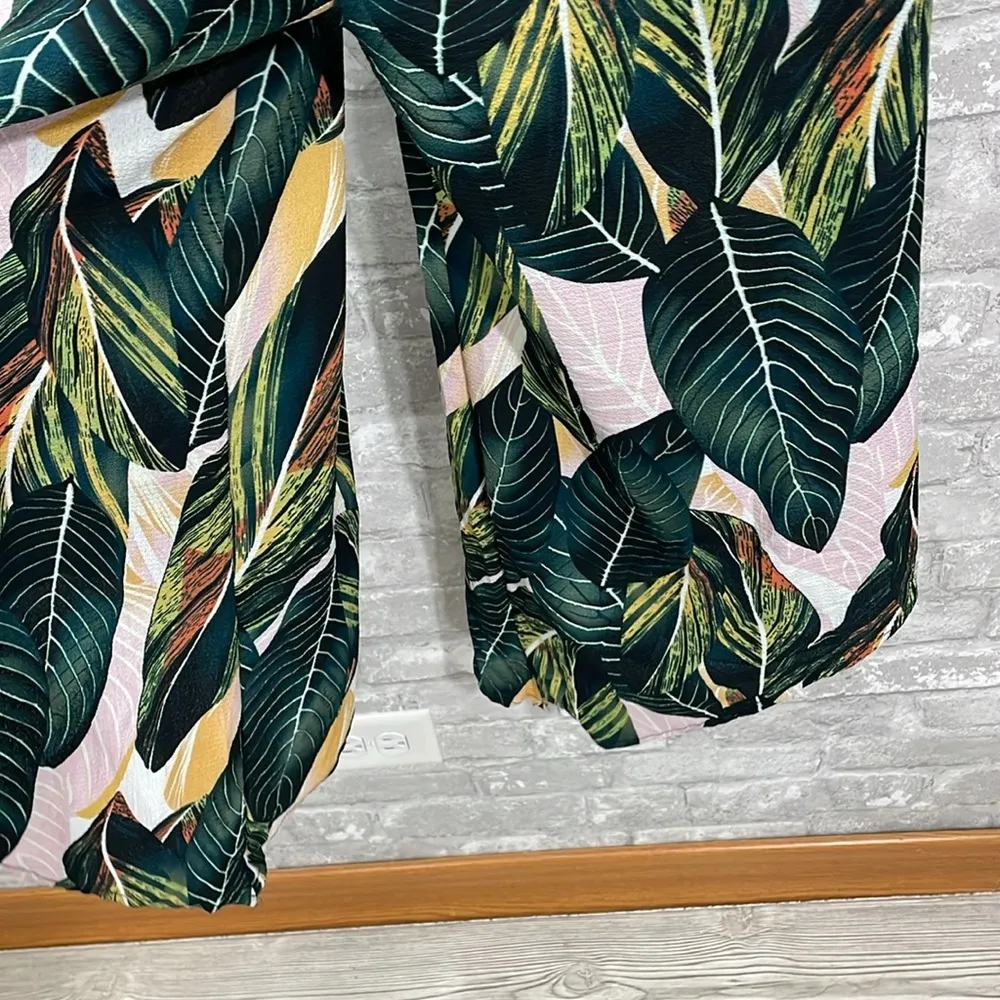 Belongsci Wide Leg Tropical Palm Jumpsuit Green - Image 5