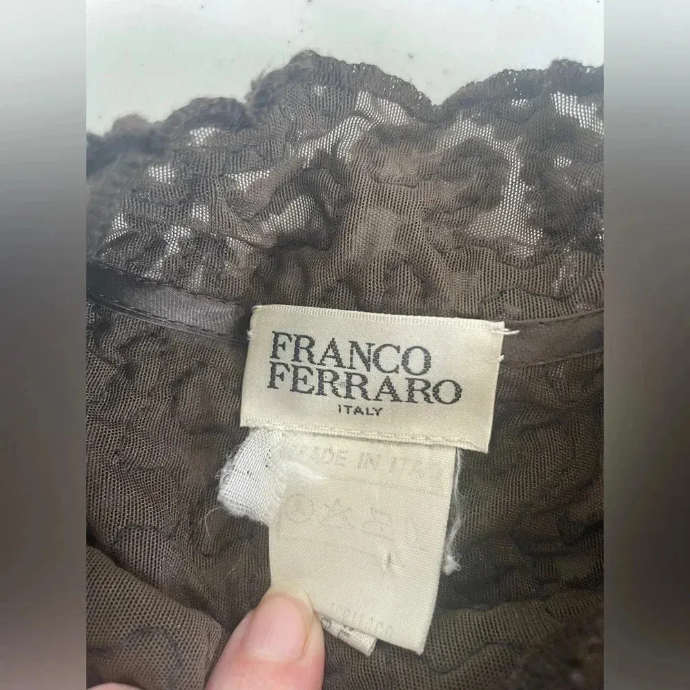 FRANCO FERRARO Vintage Shag Brown Women’s Top Sz M/L Made In Italy Designer 0192 Size M - Image 7