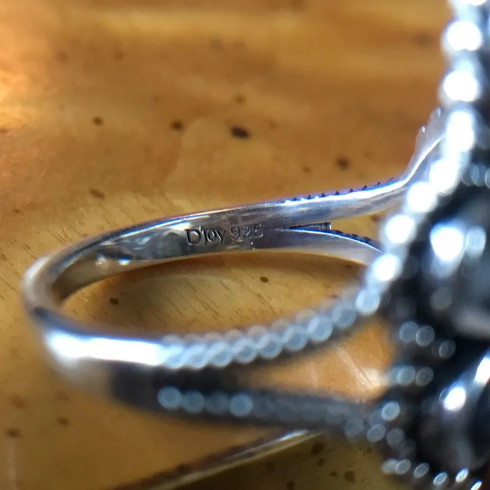 White Buffalo Blue Turquoise Sterling Silver Ring Size 6 - Image 6