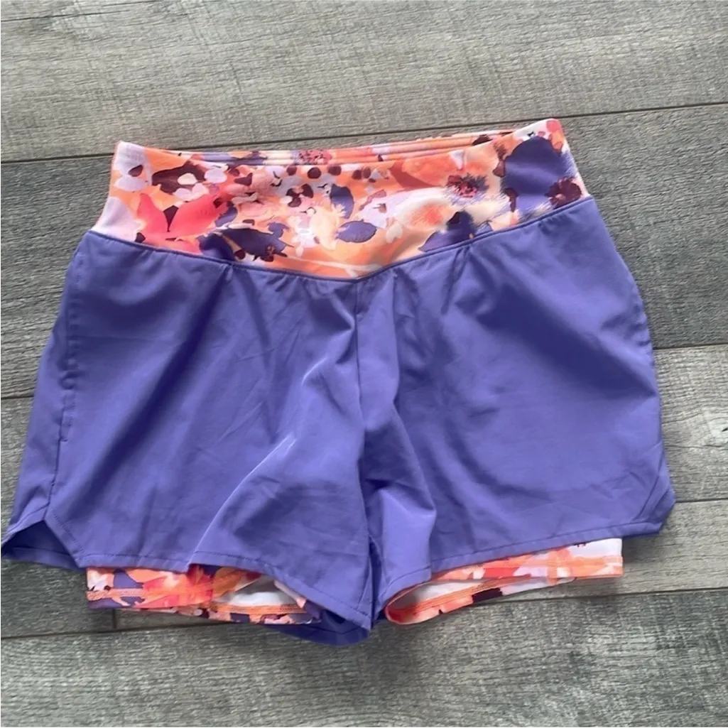 Tek Gear Size Medium Purple Athletic Activewear Shorts with Attached Spandex - Image 3