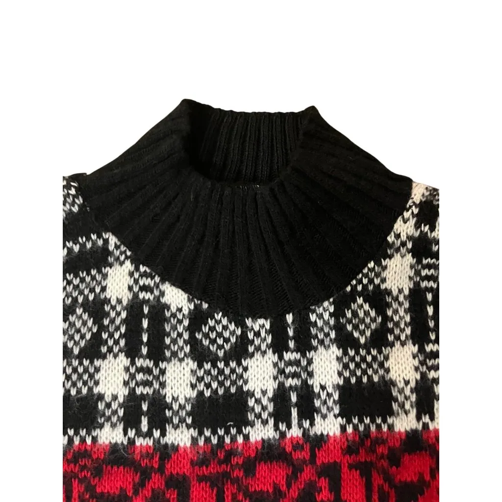 Vintage American Pride Sweater Womens L Red Black White Knit USA Made Used 80/90 Multiple Size L - Image 11