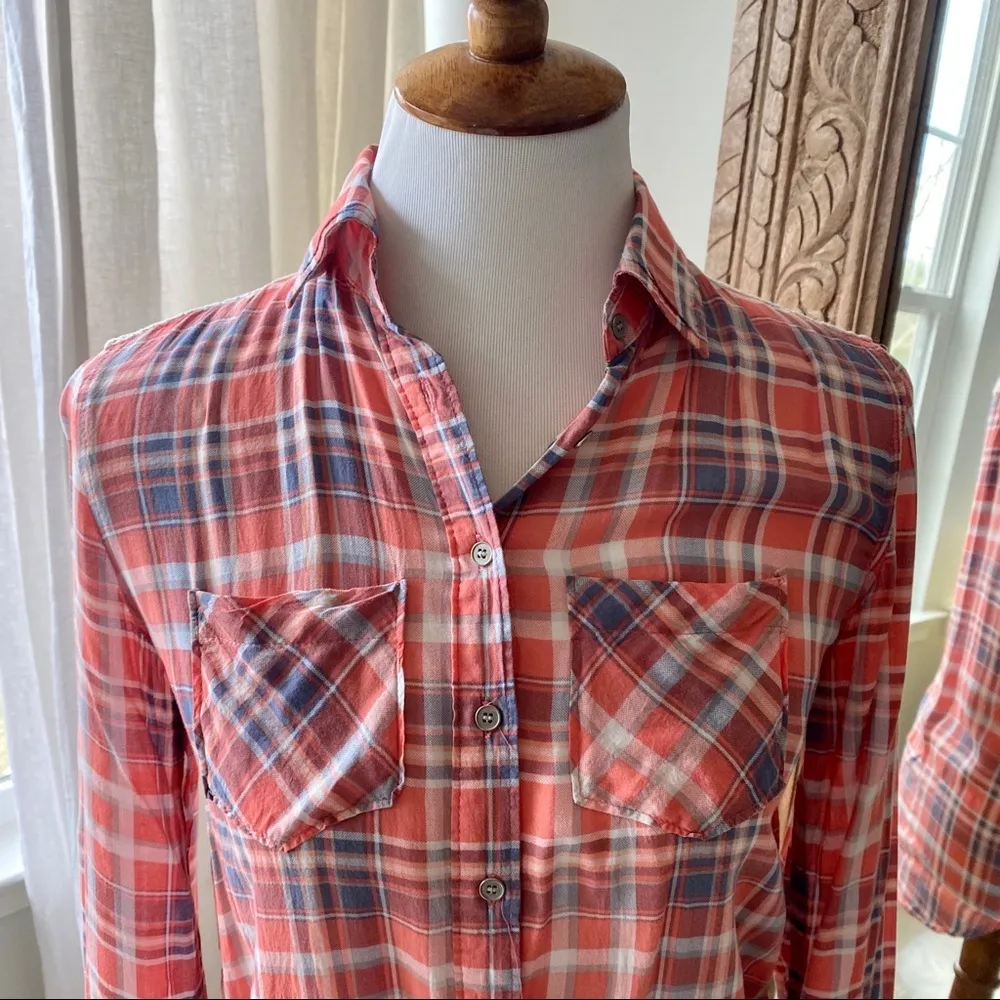 Aeropostale Plaid and Lace Button Up Shirt - Image 7