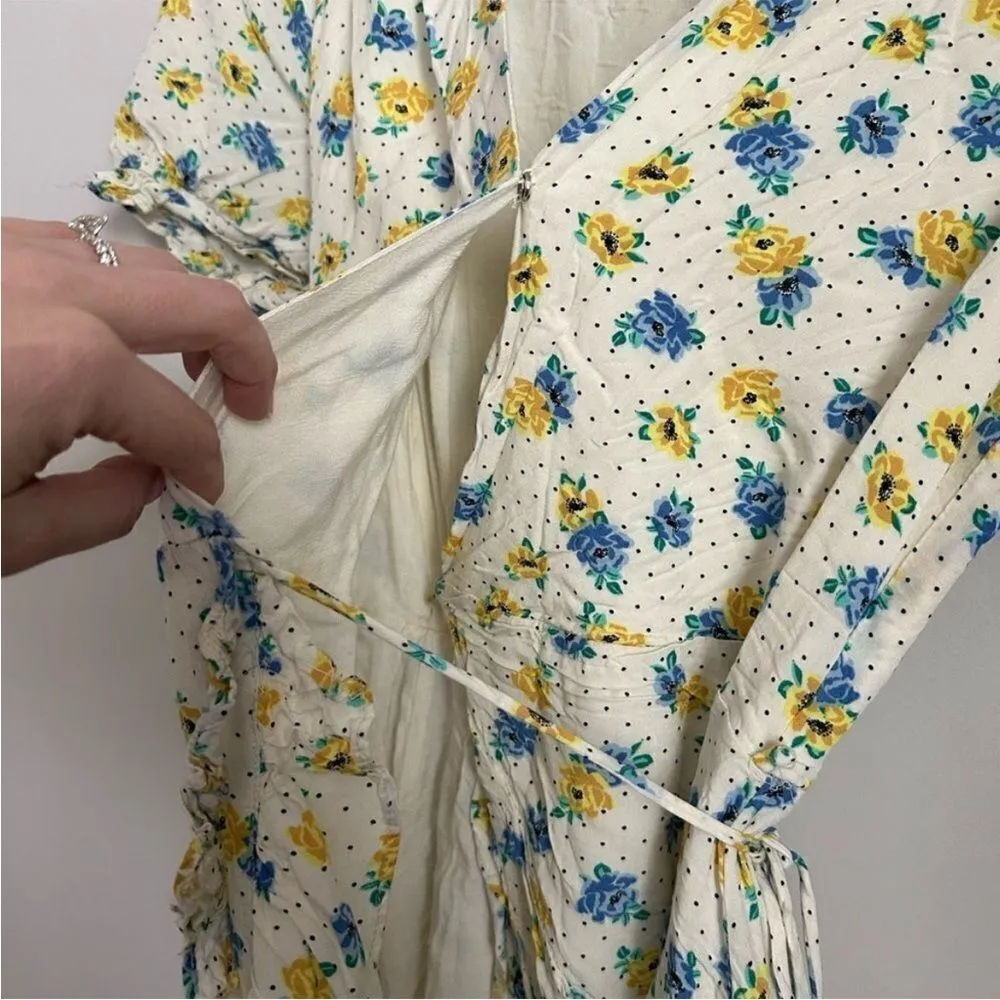 Anthropologie Lost &‎ Wander mama Mia midi wrap flower dress in cream xs Yellow - Image 9
