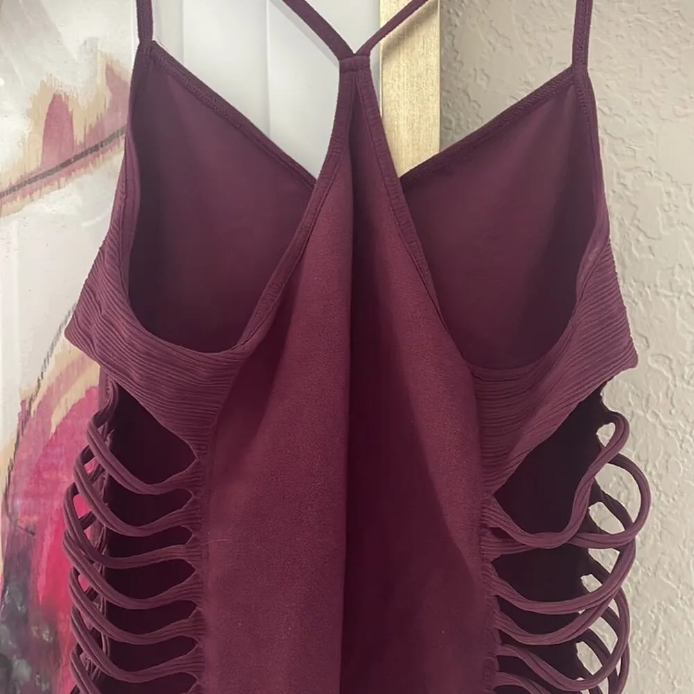 bebe Serena Seamless Bodysuit Cutouts on Side Plum Eggplant Purple Indie Sleaze - Image 3