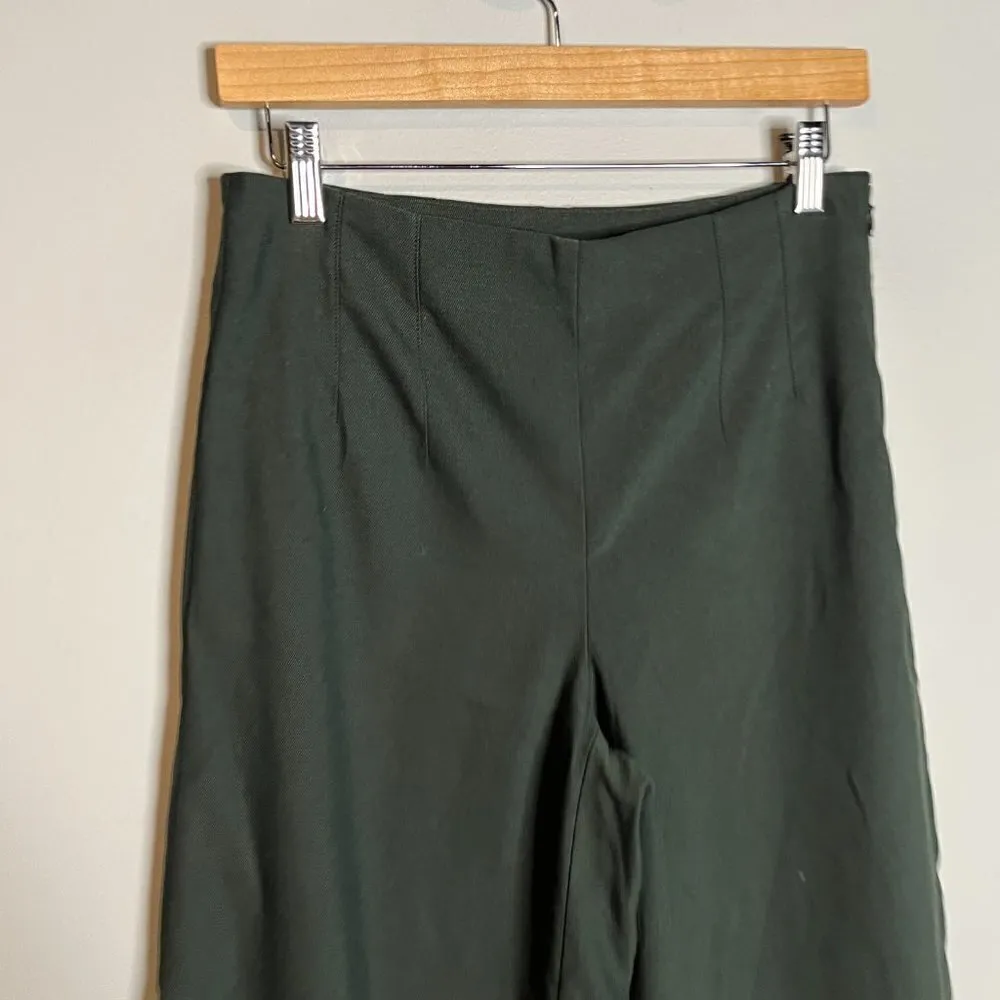 Loft dark green high waisted wide leg cropped dress pants - Image 2