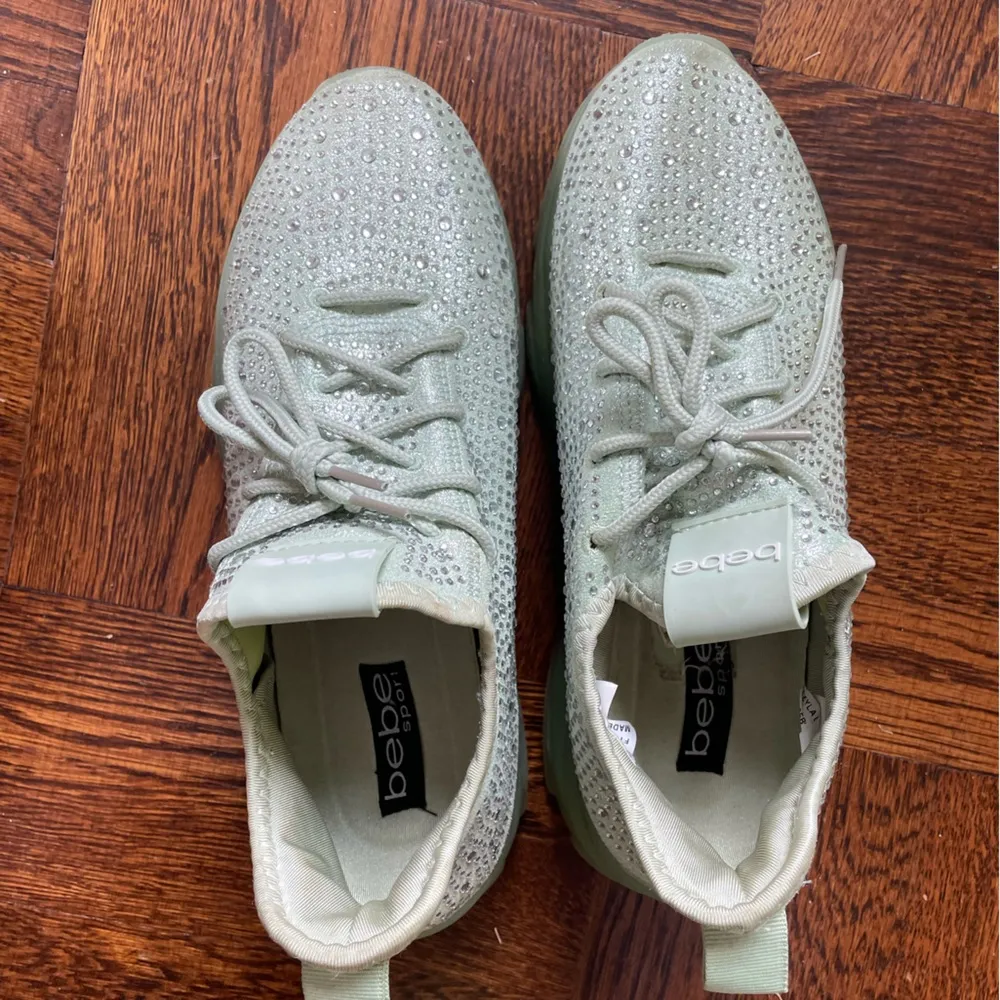 bebe Women's Leyla Lace-Up Rhinestone Sneakers sparkly blingy festival - Image 6