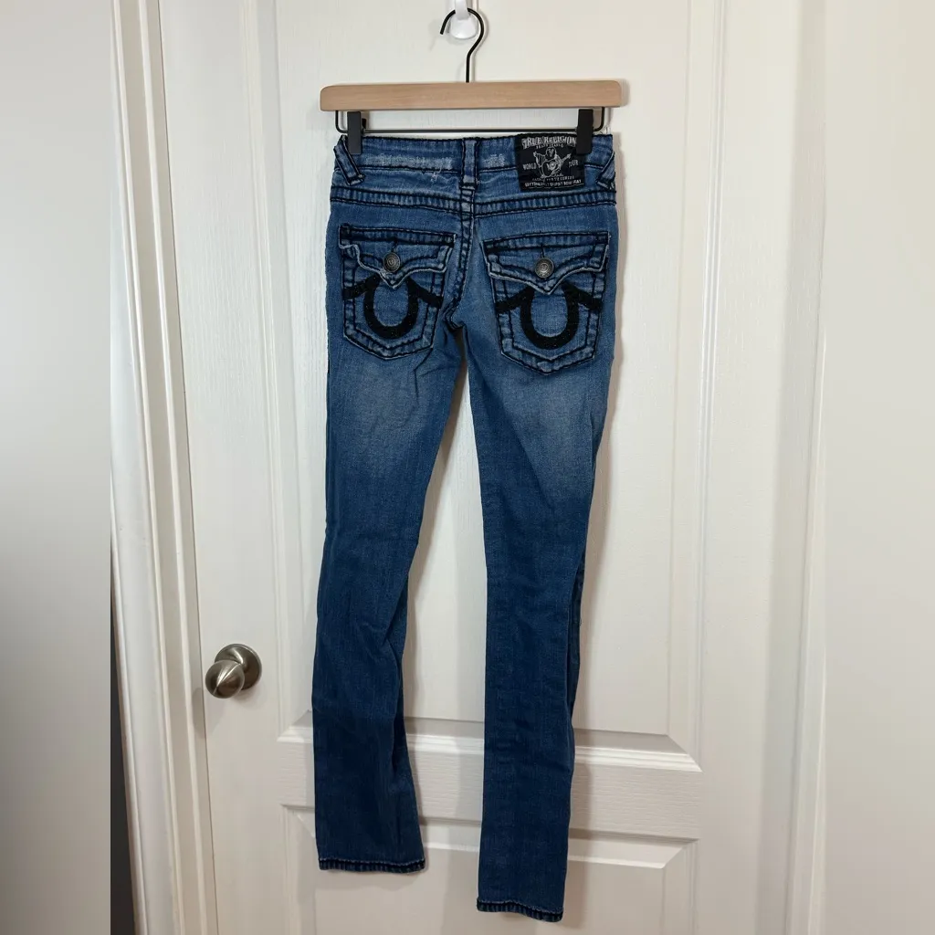 True Religion Women's Distressed Jeans in Deep Blue - Image 6