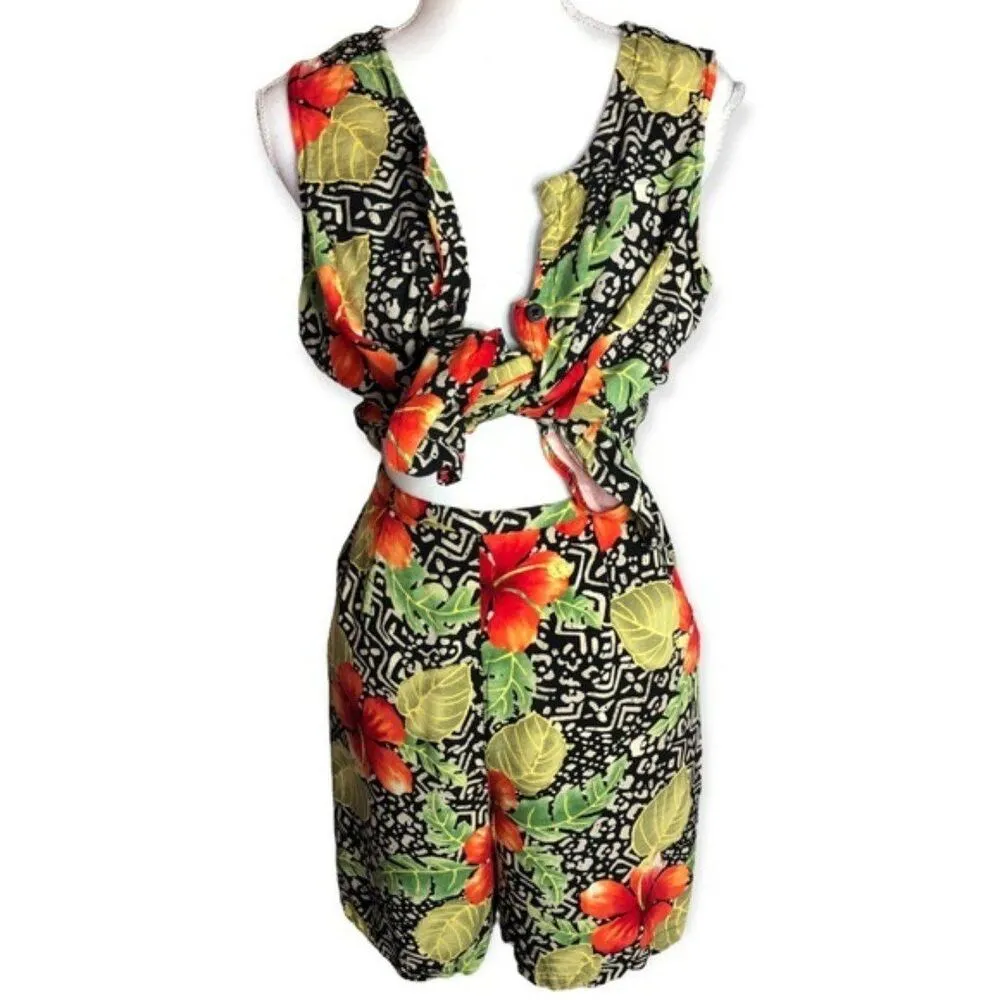 White Stag Vintage Floral Button Up Shirt & High Rise Short 2-Piece Set - Image 3