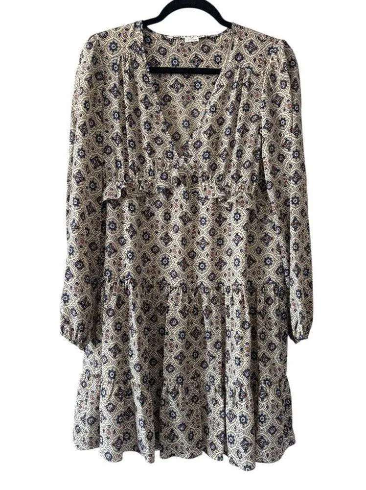 Veronica Beard Delray Silk Crepe Mini Dress Printed Long Sleeve Women's Size 2 - Image 2