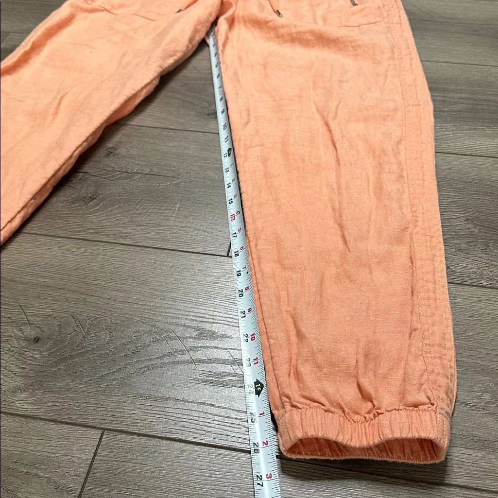 Athleta 27" Cabo Linen High Rise Tangerine Orange Jogger Pants Size 10 - Image 8