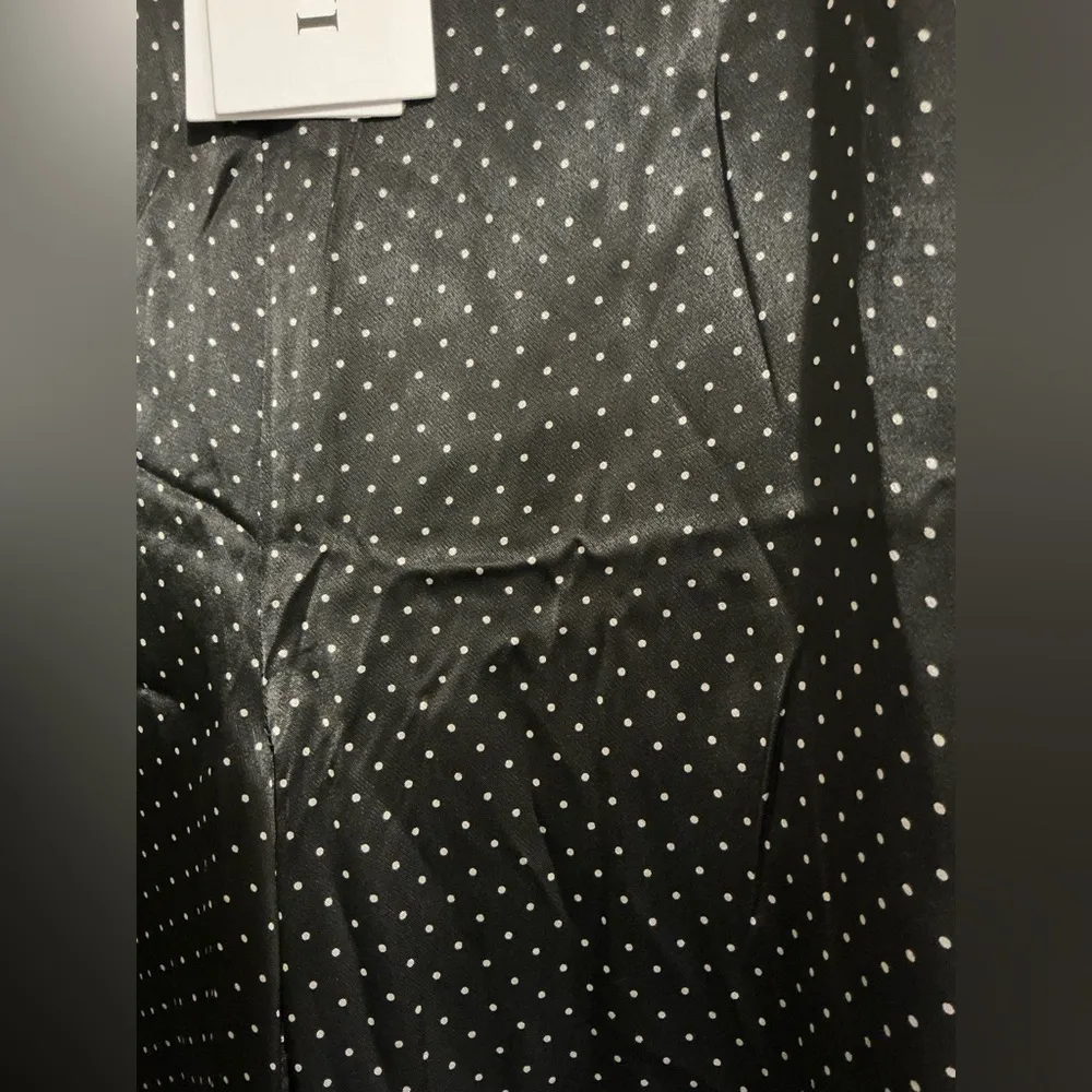 Ganni $240 Cameron Satin Wide Legged Polka Dot Pants Black White Small EU 38 - Image 4