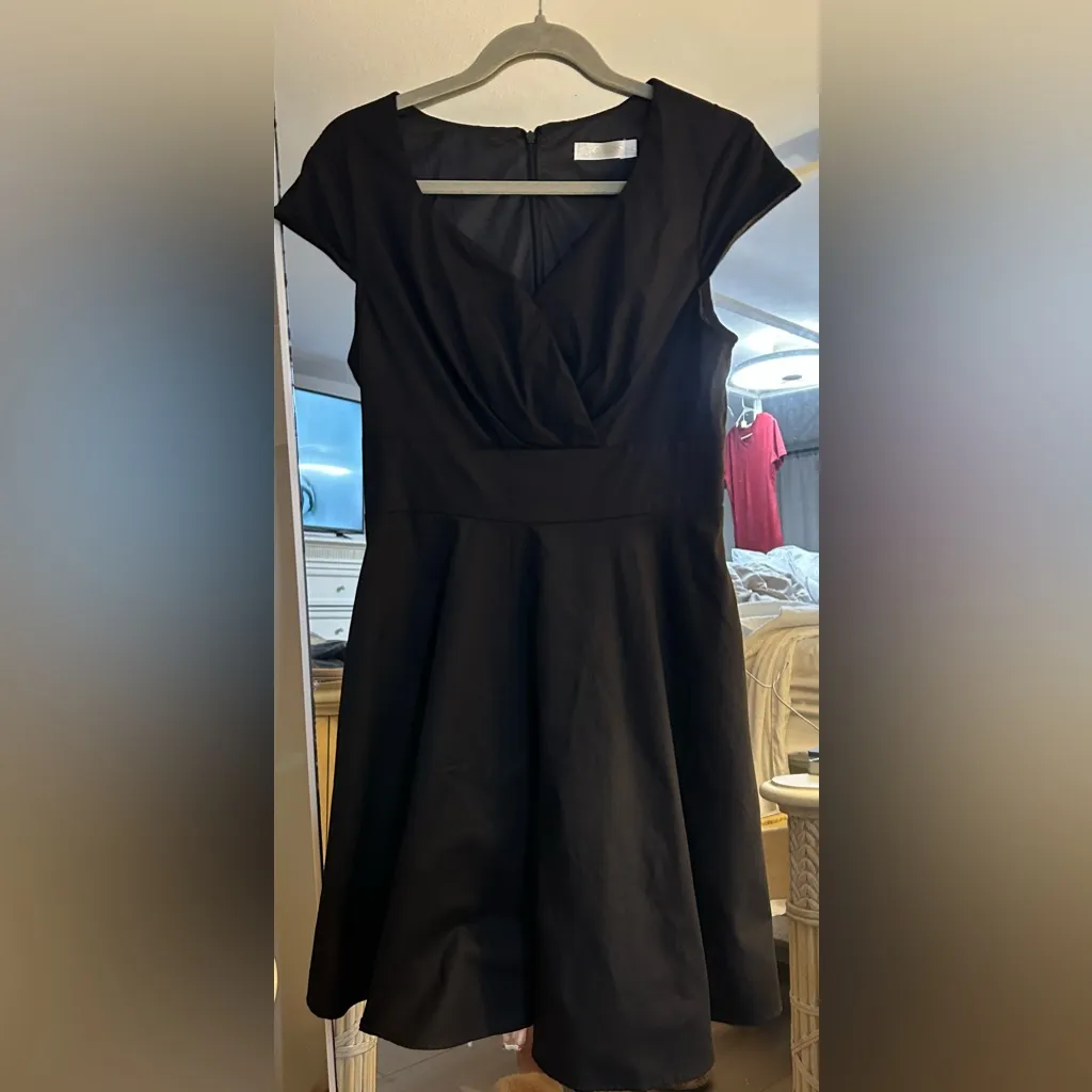 NEW Hanpceirs Cap Sleeve 1950s Retro Vintage Cocktail Swing Dresses Pockets L Black Size L - Image 4