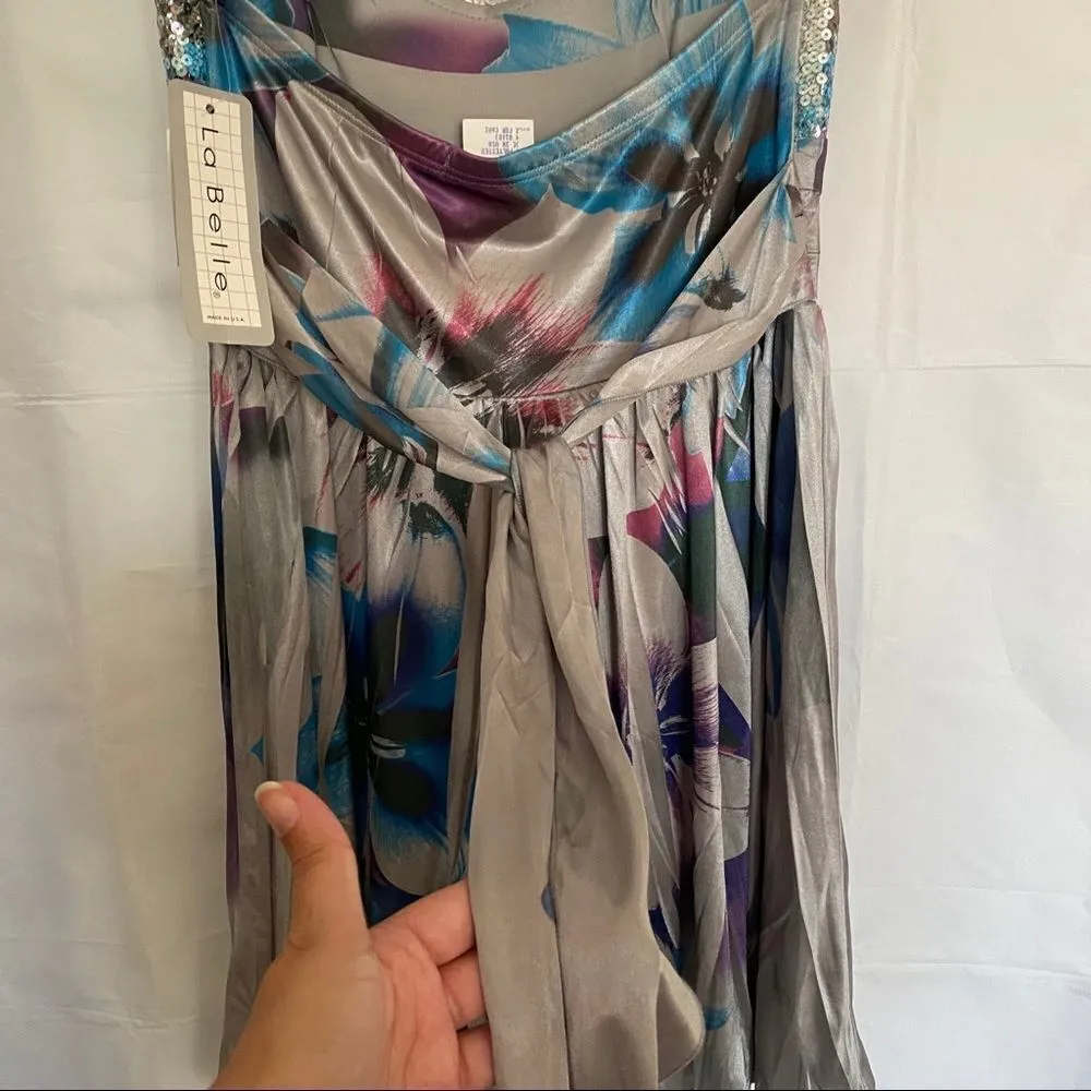 LA BELLE Womens Multicolored Silky Sequin Formal Gray - Image 9