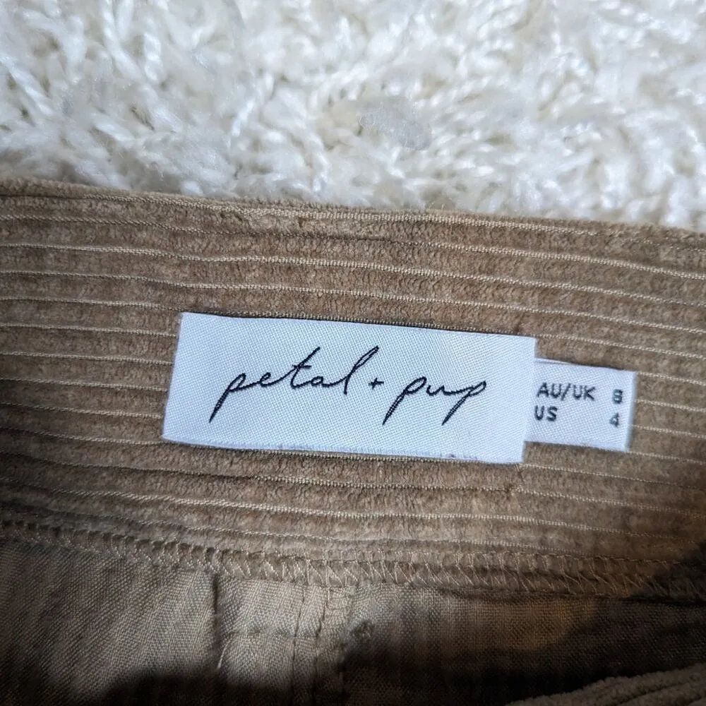 Petal & Pup High Waisted Pleated Corduroy Pants Tan Size 4 - Image 3