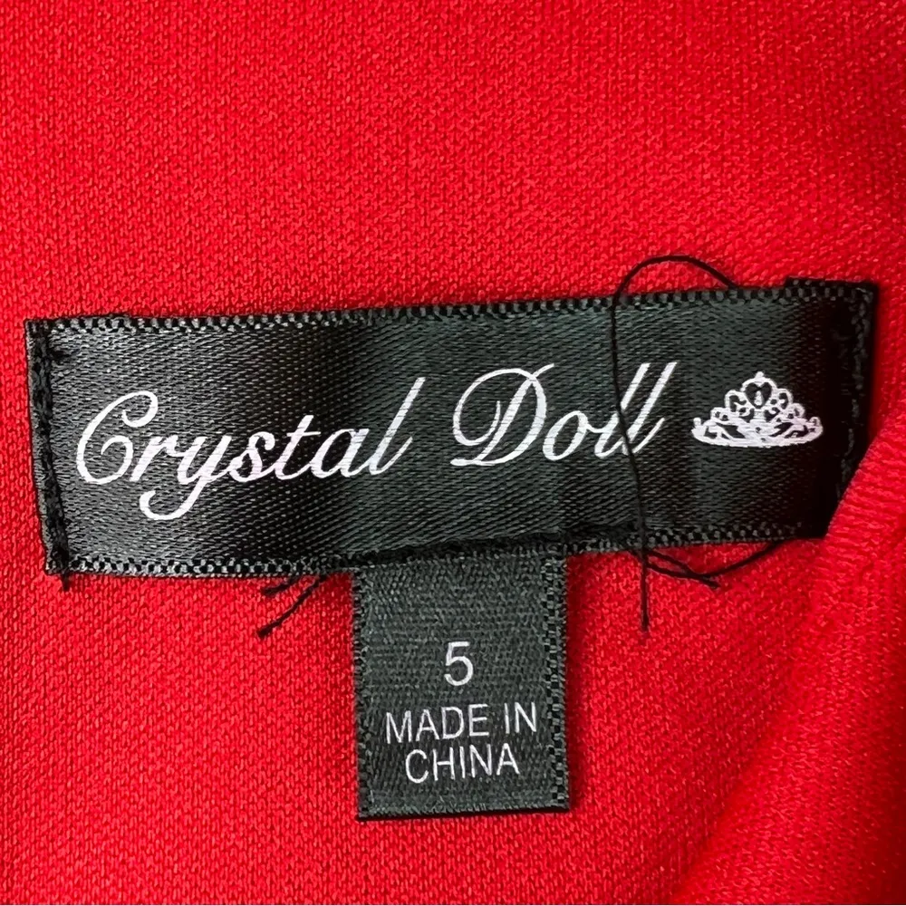 Crystal Dolls Size 5 Red Long Sleeve Sweetheart Neckline Sheath BodyCon Dress - Image 9