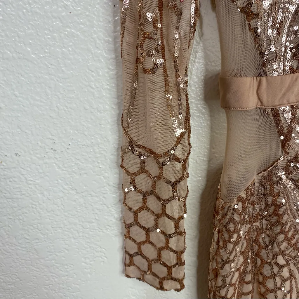Banjul Sequined Nude Bronze‎ Midi Cocktail Dress Party Birthday Size Small - Image 7