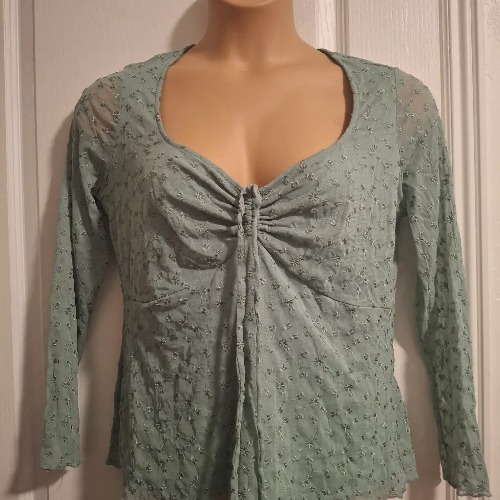 Torrid Sz 00 Green Floral Long Sleeve Top - Image 3