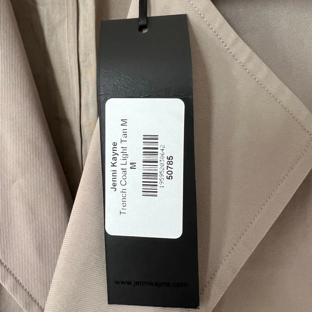 Jenni Kayne Women's‎ Belted Cotton Blend Trench Coat Light Tan Size Medium NWT - Image 9
