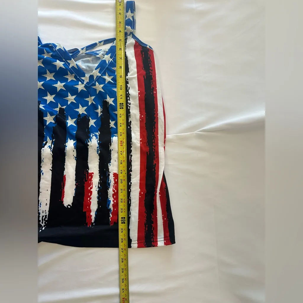 Boutique red white and blue large women’s cold shoulder patriotic top - Image 4